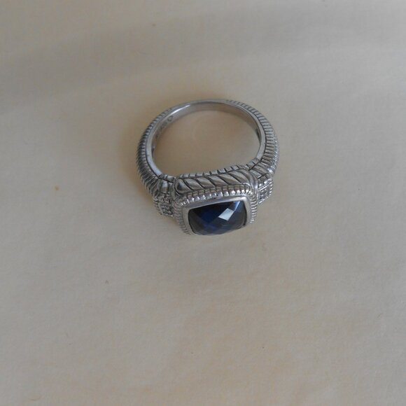 Judith Ripka Sterling Silver Blue Stone Ring Size 7 - Picture 8 of 16